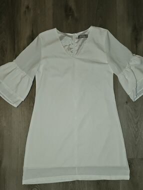 Women's White Bell-Sleeve V-Neck Top